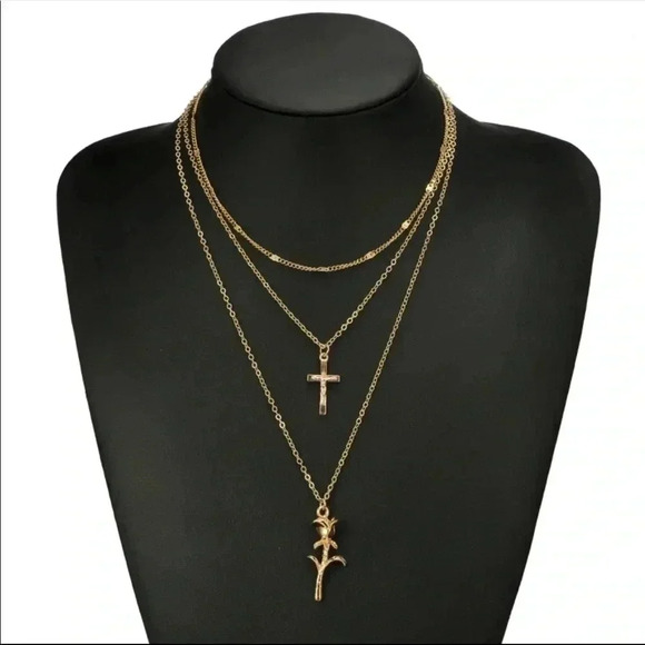 Gold Cross Layering Necklace - Picture 2 of 4